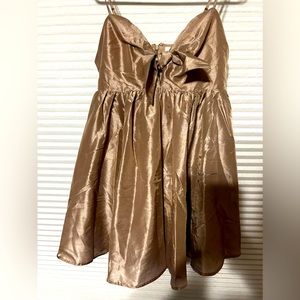 NWT Semi-formal Taffeta Taupe Babydoll Dress Small